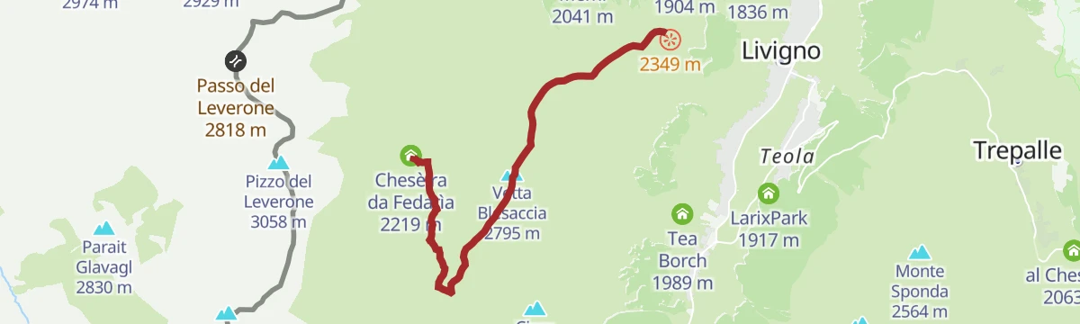 Route map: Ches'e'ira da Fedaria da Ristoro Costaccia
